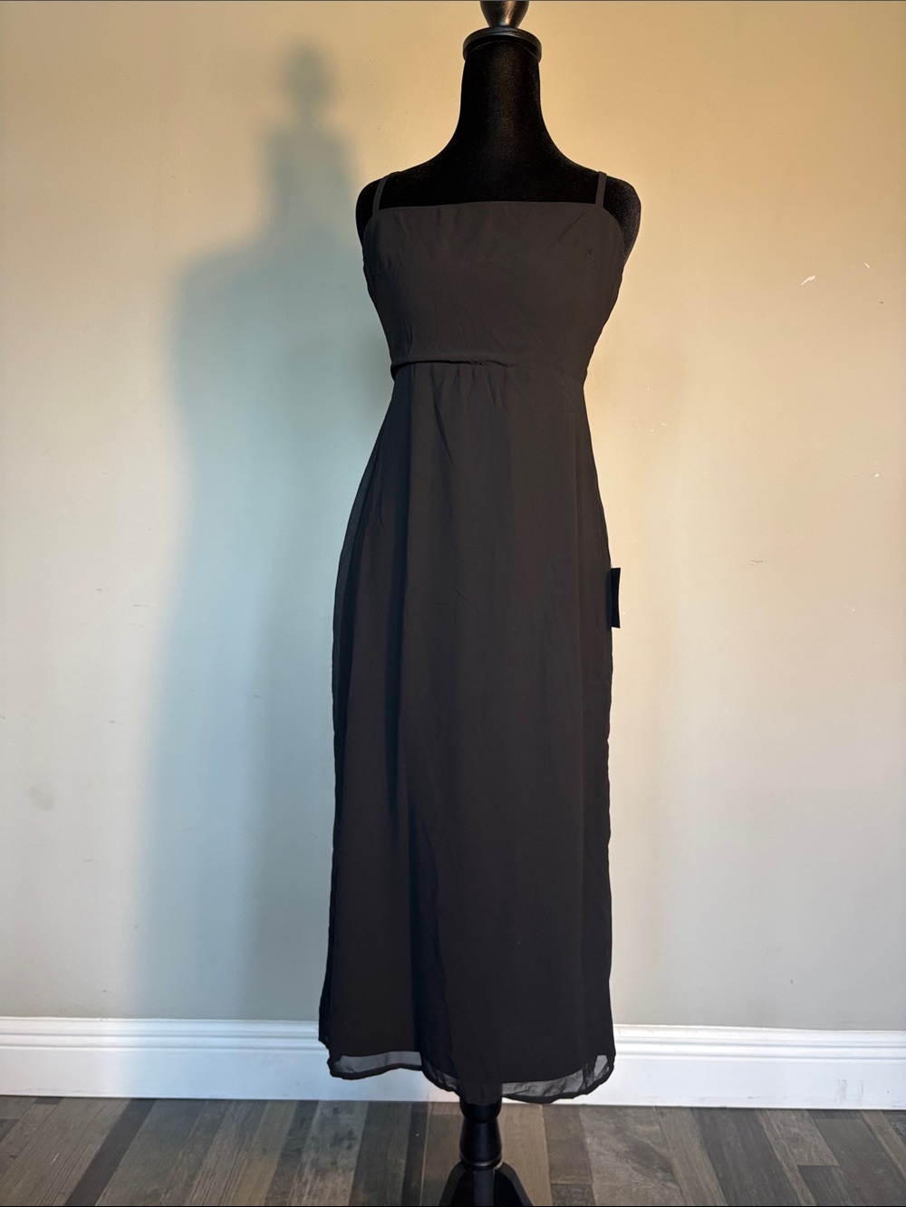 Lulu's Black Spaghetti-Strap Midi Dress with Side Slit - Picture 3 of 6